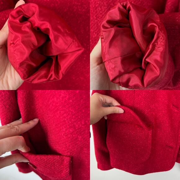 Vintage 70s Pendleton Red Wool Blazer Jacket Med 16 Preppy Retro Holiday - Picture 6 of 9